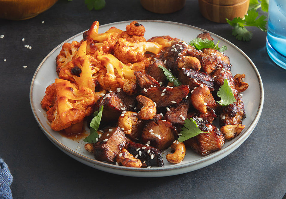 Cashew Chicken with Maple Sriracha Cauliflower