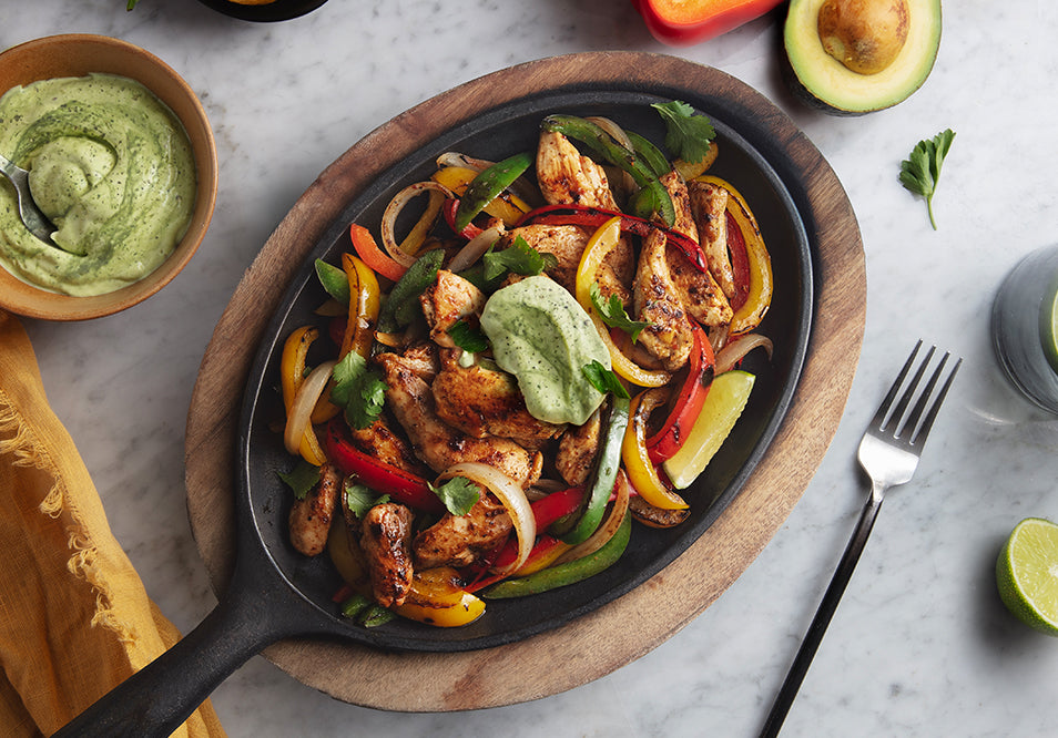 Chicken Fajitas with Avocado Crema