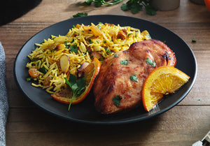 Citrus-Herb Chicken & Basmati Rice with Toasted Almonds and Golden Raisins