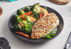 'Everything' Grilled Chicken with Parmesan Roasted Vegetables
