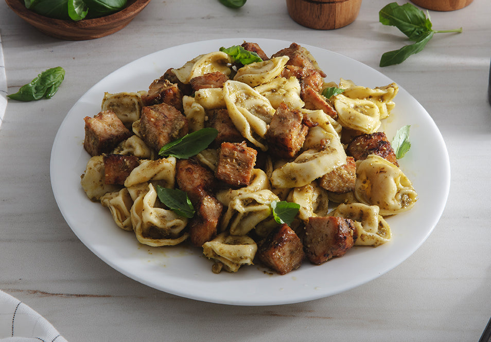 Four Cheese Tortellini with Pesto Sauce and Grilled Chicken