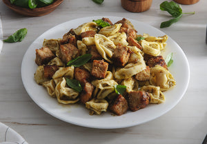 Four Cheese Tortellini with Pesto Sauce and Grilled Chicken