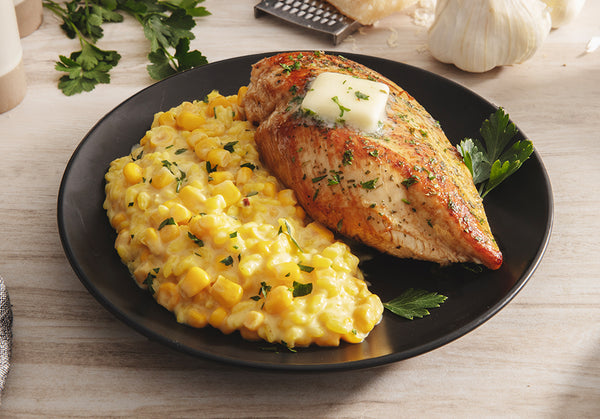 Herb Butter Chicken with Sweet Corn Risotto