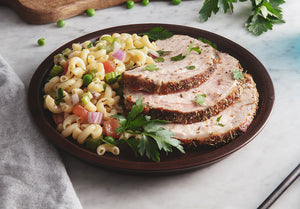 Herb Crusted Pork Loin with Spring Macaroni Salad