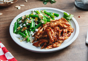 Kansas City BBQ Chicken with Green Beans, Toasted Almonds and Feta