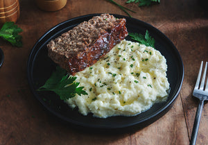 Red Wine Glazed Bison Meatloaf with Brown Butter Potato Purée
