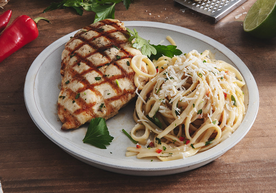 Sicilian Linguini with Grilled Chicken Breast