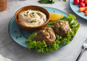 Spinach & Feta Turkey Meatballs with Classic Olive Oil Hummus