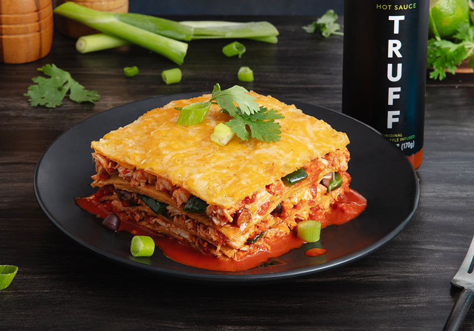 Truff Sauce Chicken Enchilada Casserole