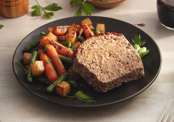 Balsamic Glazed Meatloaf with Herb Roasted Vegetables