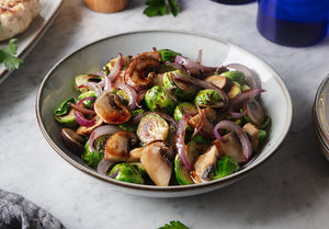 2 Servings of Balsamic Glazed Brussels Sprouts and Mushrooms