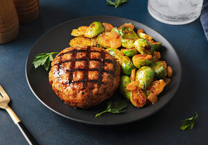BBQ Chicken Burger with Carolina Gold Brussels Sprouts