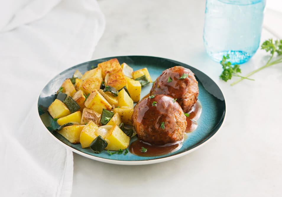 BBQ Chicken Meatballs and Southwest Potatoes