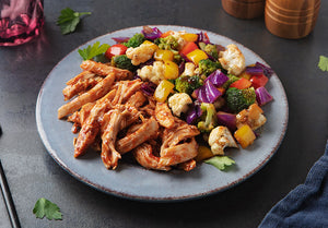 BBQ Pulled Turkey with Honey-Lime Broccoli and Cauliflower