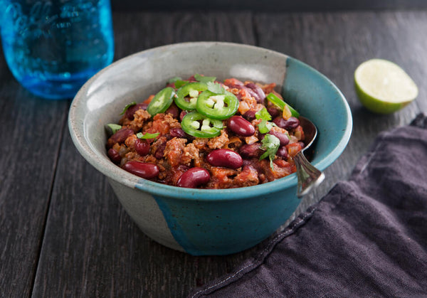 Bacon, Grass-Fed Bison and Gluten-Free Beer Chili