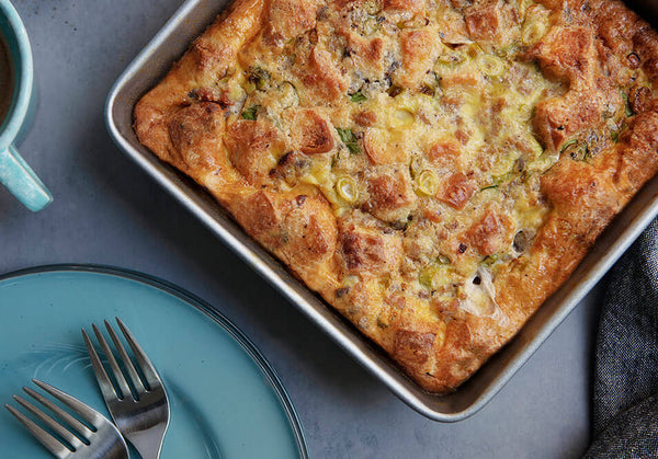 Biscuits and Gravy Casserole with Organic Free-Range Turkey Sausage