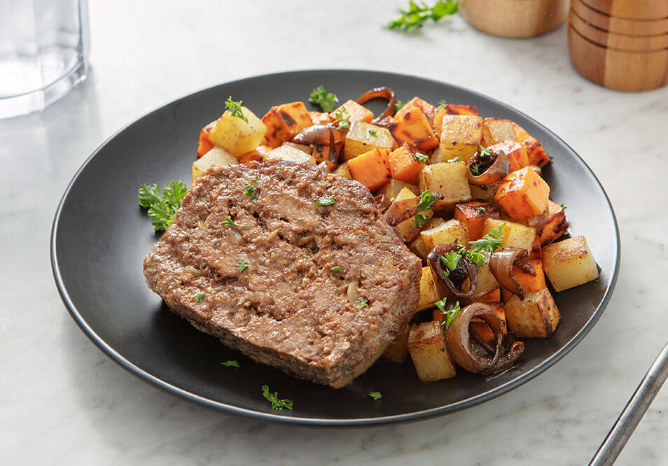 Homestyle Grass-Fed Bison Meatloaf with Rustic Cottage Fries