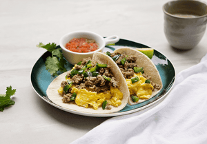 Organic Chorizo and Scrambled Eggs Breakfast Tacos