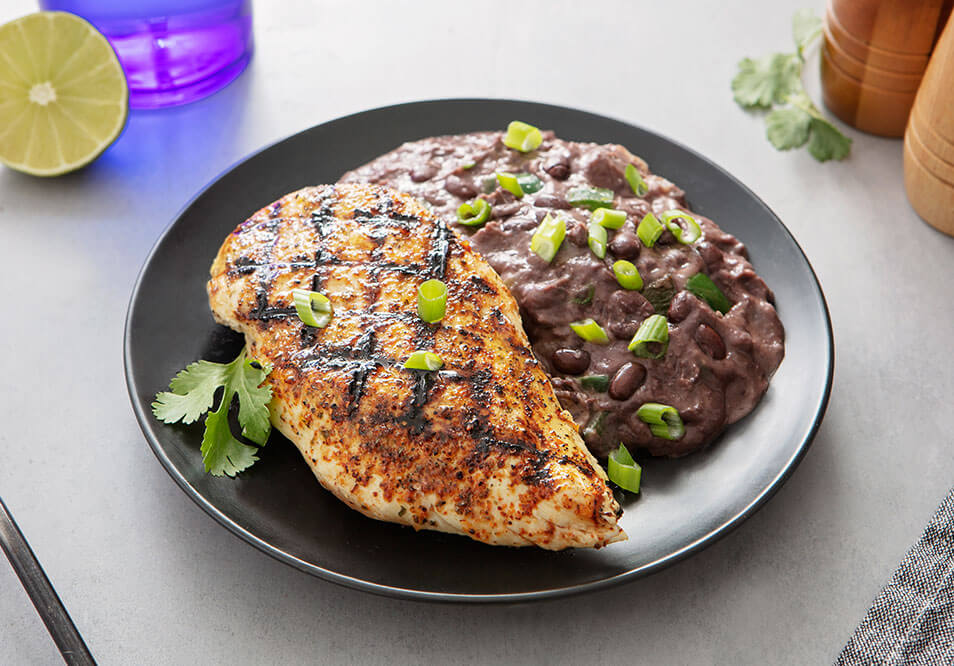 Chicken Asado with 'Refried' Black Beans