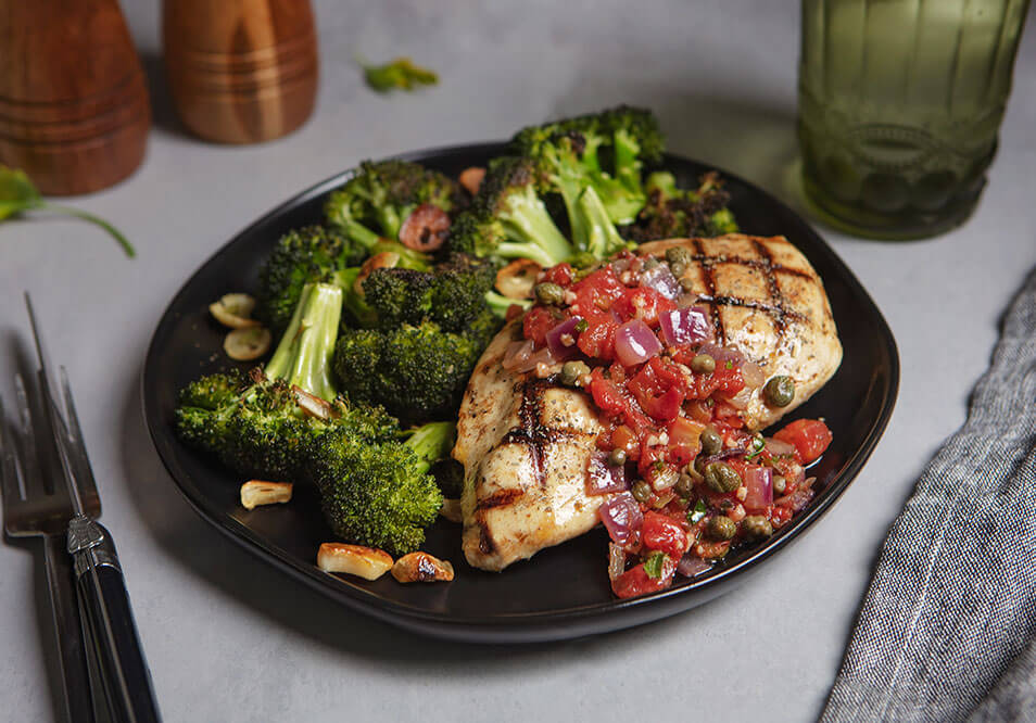 Chicken Provencal with Lemon Roasted Broccoli