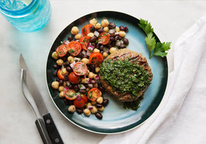 Chimichurri Chicken Burger and Black Bean Salad