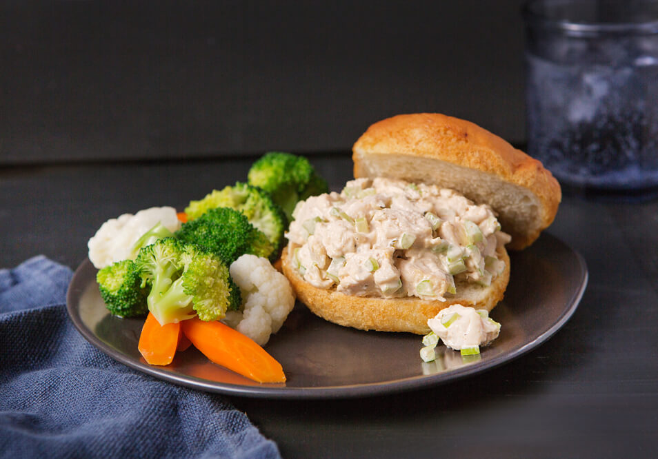 Chipotle Chicken Salad Sandwich and California Vegetable Medley