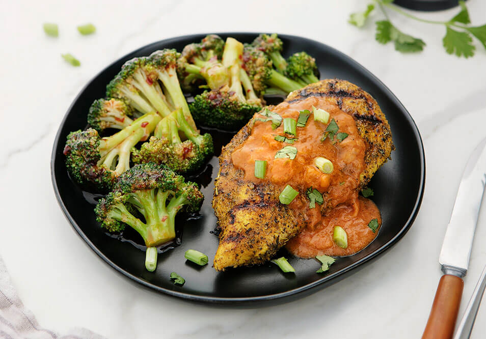 Coconut Curry Chicken with Bang Bang Broccoli