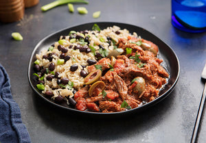 Cuban Style Shredded Grass-Fed Beef with Black Beans and Rice