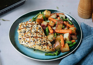 'Everything' Grilled Chicken with Herb Roasted Veggies