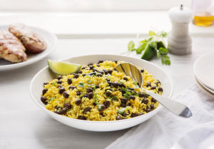 Family Style Black Beans and Saffron Rice