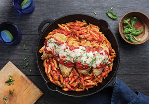 Family Style Oven-Baked Chicken Parmesan with Penne Pasta al Pomodoro