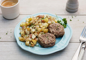 Grass-Fed Beef Breakfast Sausage with Potato Hash