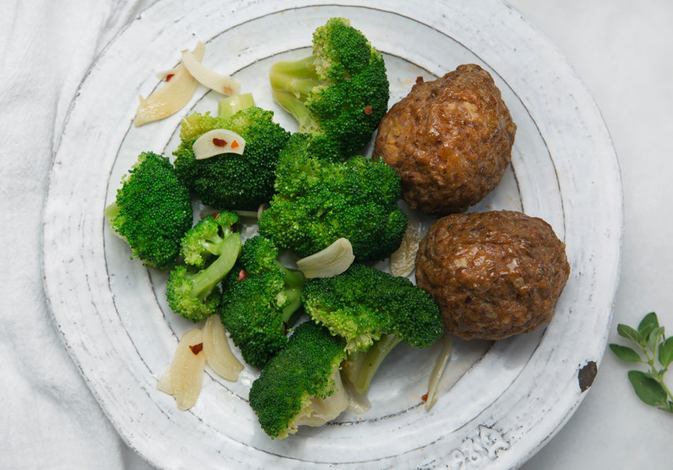 Grass-Fed Beef Italian Meatballs  Garlic Broccoli