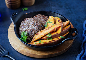 Grass-Fed Beef Breakfast Sausage with Sweet Potato Wedges