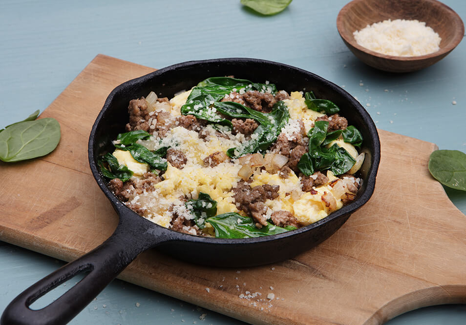 Grass-Fed Beef and Spinach Skillet