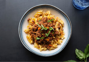Grass-Fed Bison Bolognese and Supergrain Pasta