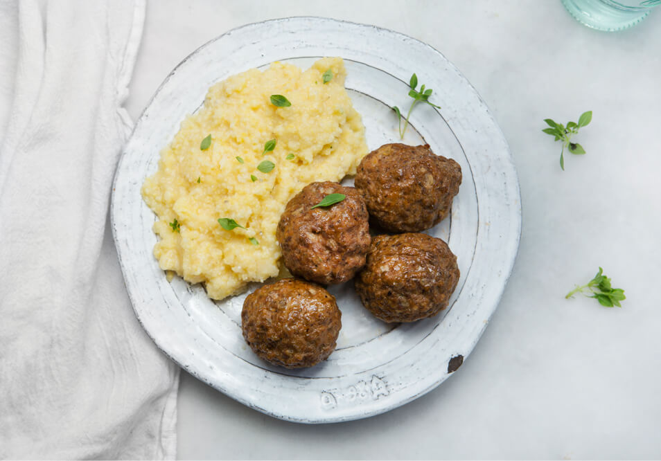 Grass-Fed Italian Meatballs with Creamy Polenta