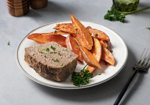 Grass-Fed Yak Meatloaf with Sweet Potato Wedges