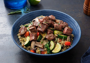 Grass-Fed Steak and Pesto Quinoa Bowl