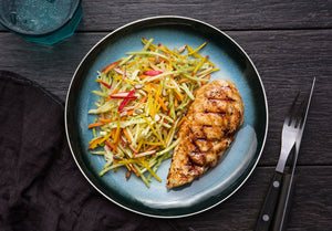Grilled Balsamic Marinated Chicken Breast and Golden Beet Slaw