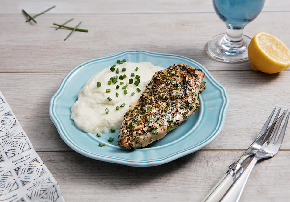 Grilled Herb Chicken Breast with Creamed Cauliflower