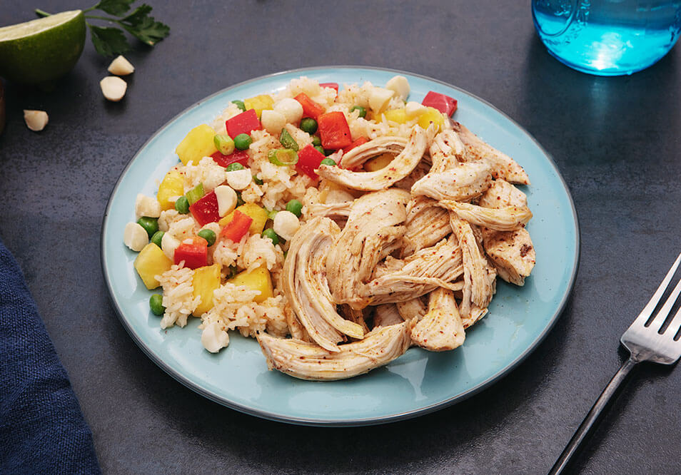 Hawaiian BBQ Chicken with Sweet Macadamia Rice