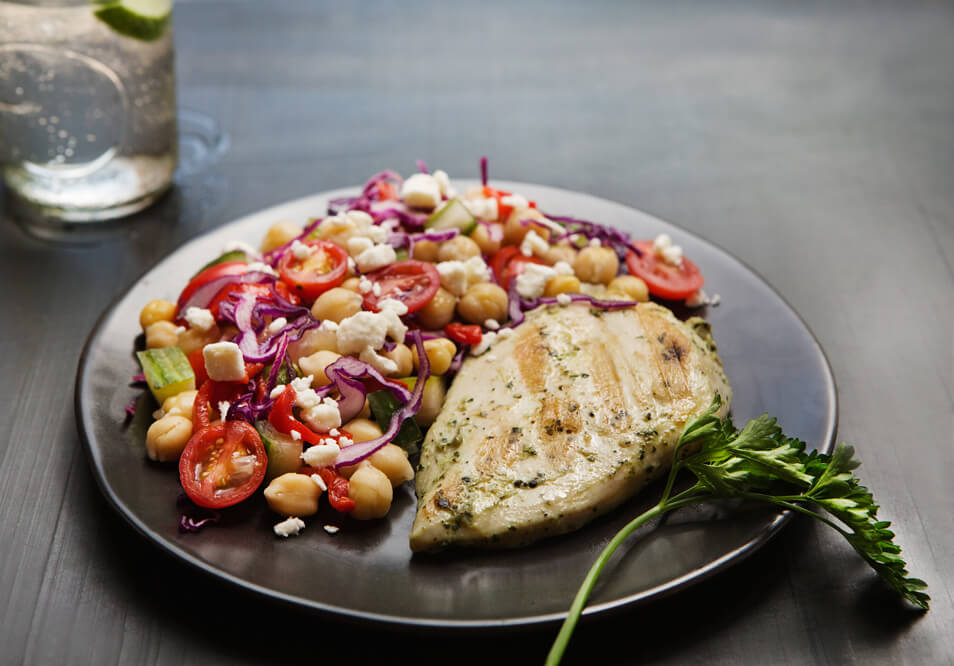 Herbed Chicken and Mediterranean Chopped Salad