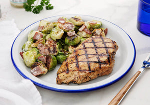 Hickory Smoked Chicken with Bacon-Ranch Brussels Sprouts