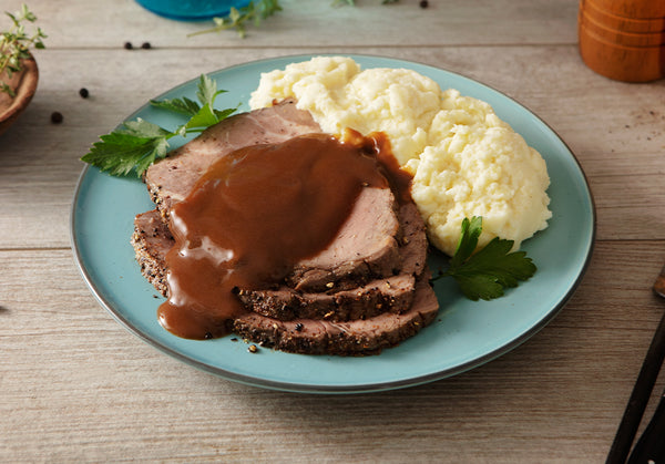 Homestyle Grass-Fed Roast Beef and Gravy with Mashed Potatoes
