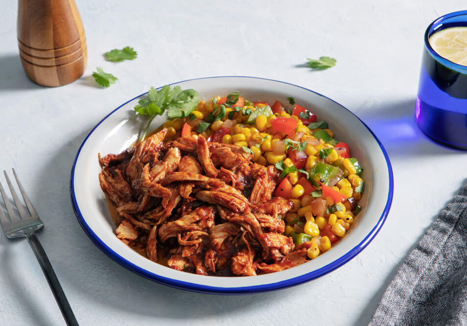 Honey Chipotle BBQ Shredded Turkey and Sweet Corn Saute