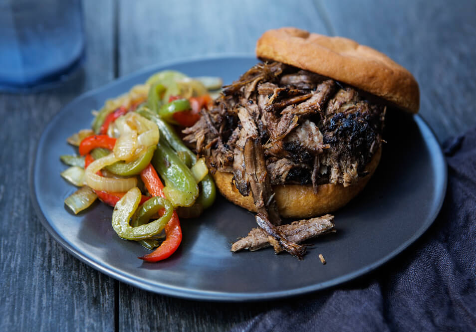 Italian Beef Sandwich with Sauteed Peppers and Onions