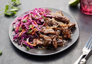 Korean BBQ Grass-Fed Beef with Red Cabbage Slaw