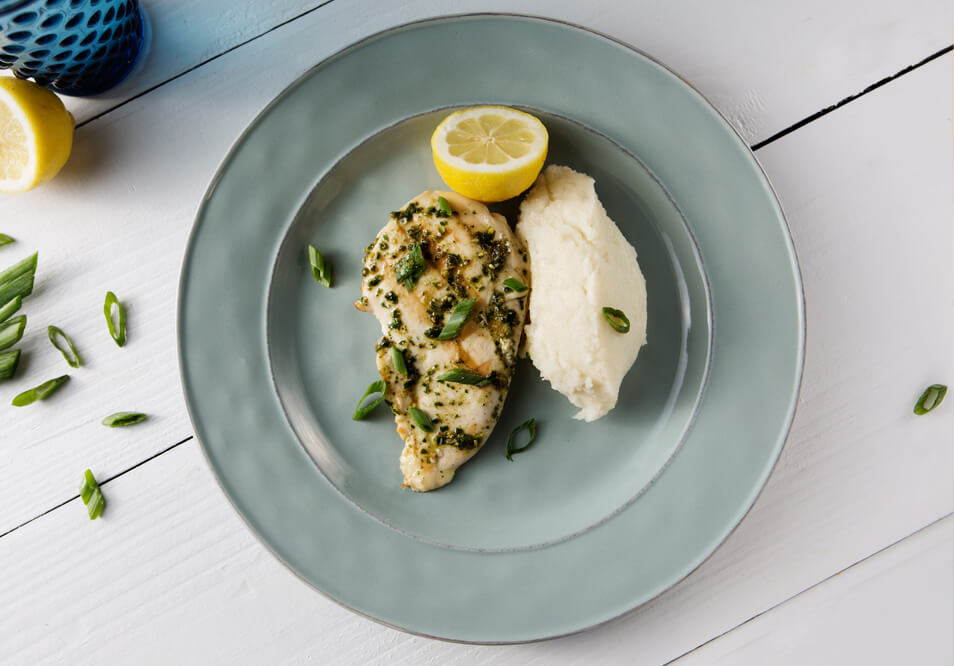 Lemon-Garlic Chicken with Cauliflower Cream