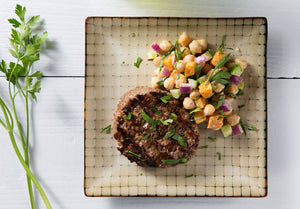 Loaded Burger with Butternut  Chickpea Salad